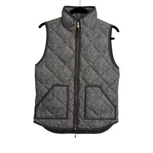 J. Crew Factory Vest Womens XS Gray Herringbone Excursion Quilted Down Puffer